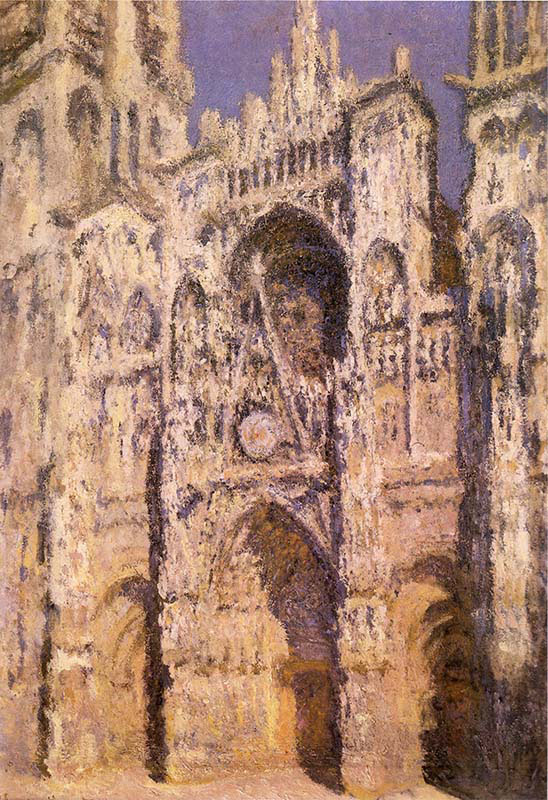 Rouen Cathedral Portal and Tour d'Albane Full Sunlight Harmony in Blue and Gold